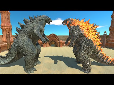 Godzilla 2014 Fight Godzilla 2021 At Arena - Animal Revolt Battle Simulator