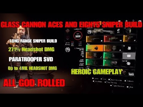 Division 2 GLASS CANNON ACES AND EIGHTS PVE SNIPER BUILD 271% HEADSHOT DAMAGE SVD UP TO 4MIL HSD!