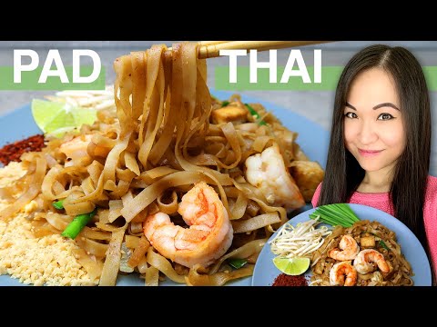 RECIPE: Pad Thai | fried noodles with tofu and shrimp | cooking Thai rice noodles