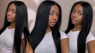 GET THE SILK PRESS LOOK 😍 | Natural Yaki Straight Wig | Ft. Unice Hair Amazon