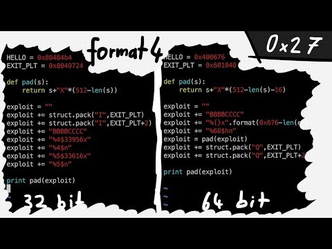 Adapting the 32bit exploit to 64bit for format4 - bin 0x27