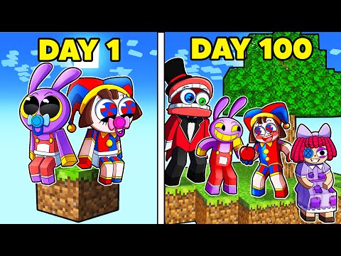100 Days Skyblock: EPIC Digital Circus in Minecraft!