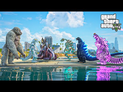 Shin Godzilla, Skeleton Godzilla and Heisei Godzilla vs Showa Mechagodzilla Team GTA 5 Mods