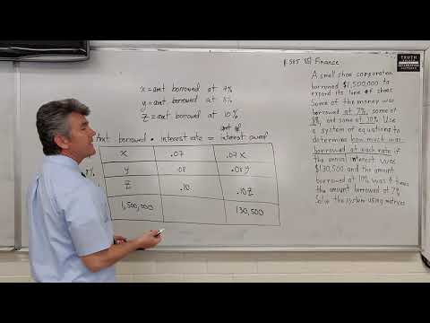 Using Matrices to Solve a Finance Problem