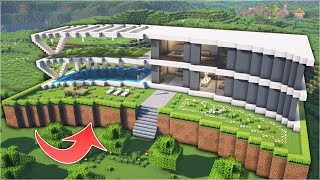 ⛏️ Minecraft :: How to build a Curved Modern House 🏠 [마인크래프트 곡선 대형 모던하우스 만들기 건축강좌]