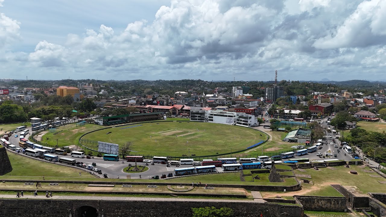 Experience the aerial vistas of Galle International Cricket Stadium.