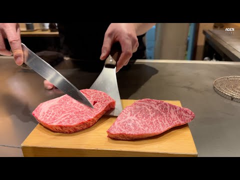 Kobe-Steak mit dicker, knuspriger Kruste – seltene Art der Zubereitung