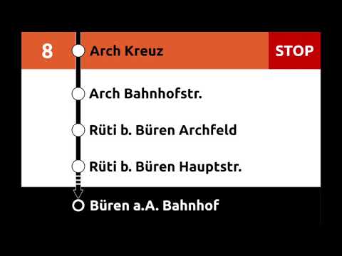 RBS/BSU Ansagen - Bus Linie 8 Solothurn – Lüsslingen – Leuzigen – Arch – Rüti – Büren an der Aare