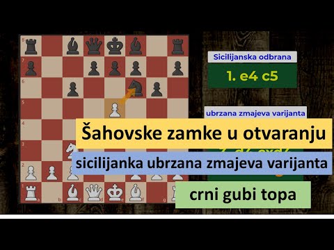 Šahovske zamke u otvaranju - Sicilijanska odbrana - ubrzana zmajeva varijanta - crni gubi topa