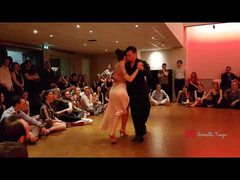  Lucas Molina  and  Judit Somos  are  dancing  to  the  tango  "  De seis a siete  "  by  Ricardo Tanturi  in  2019