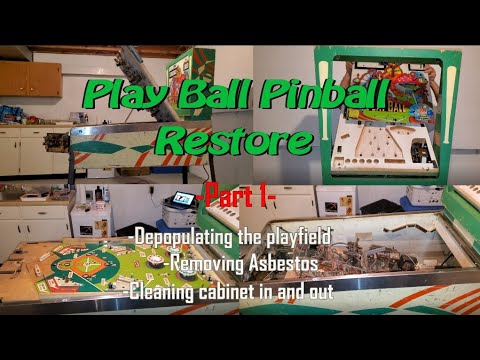 Play Ball Pinball Restore - Part 1 - Removing Asbestos, cleaning cabinet in and out [4K60FPS]