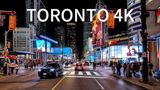 Toronto Night Drive 4K 🌃 | Downtown City Lights & Vibrant Nightlife 🇨🇦