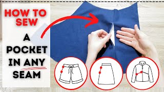 HOW TO sew a QUICK and EASY pocket in any seam! Step-by-step!