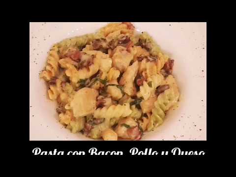 Pasta con bacon, pollo y queso en salsa blanca ¡IRRESISTIBLE!