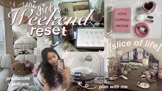 uni weekend reset⋆˙⟡ pinterest school girl 🩰🖇️ living alone diary: groceries, deep clean & self care