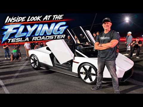 INSIDE LOOK! I saw the Flying Tesla Roadster in Person and it was CRAZY