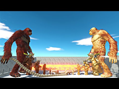 Skar King Evolution vs Honey Itself in Lava Stadium Arena - Animal Revolt Battle Simulator