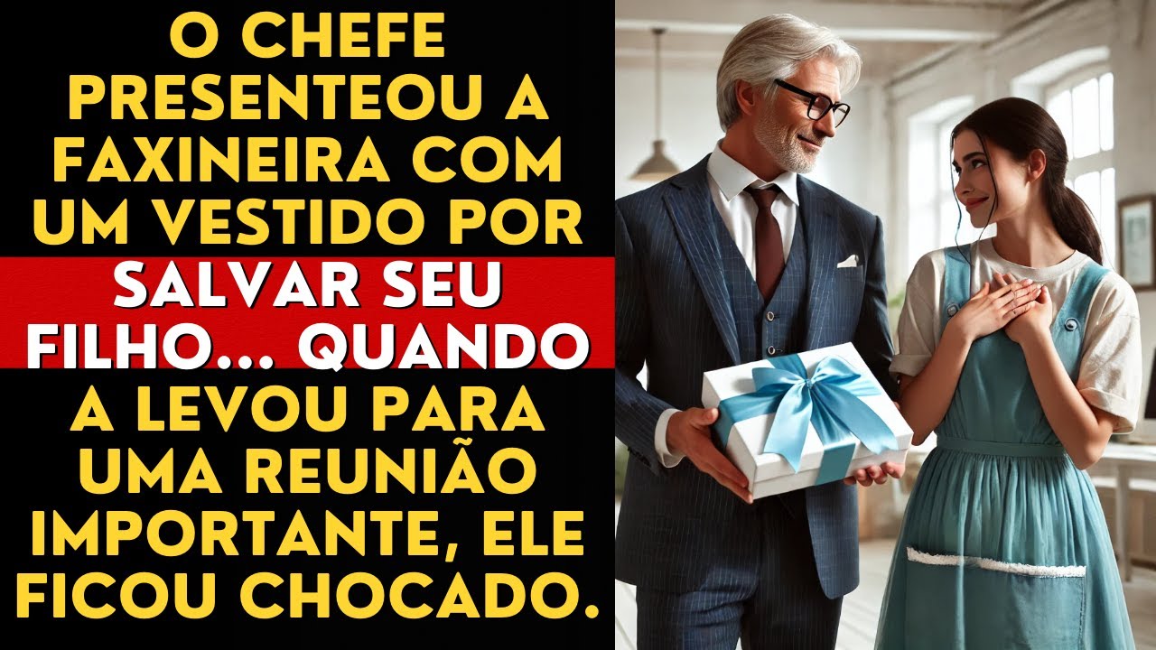 O chefe presenteou a faxineira com um vestido por salvar seu filho... quando a levou para uma...