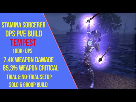 ESO Stamina Sorcerer DPS PVE Build - Tempest - Lost Depths - 100k+ DPS