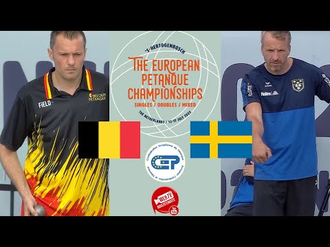 Tour 4 BELGIQUE vs SUÈDE Championnat d'Europe tête-à-tête à pétanque 2022 au Pays-Bas