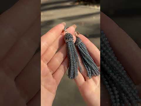 Cercei lungi cu marcasite si sticla - albastri indigo