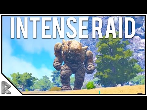 Intense PVP Raid! - Rock Golem HELP! - Ark Survival Evolved "The Volcano" PVP #14