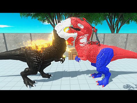 SPIDER-MAN vs GHOST RIDER T-REX DEATH RUN - Animal Revolt Battle Simulator