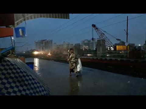 TRAIN IN HEAVY RAIN.
