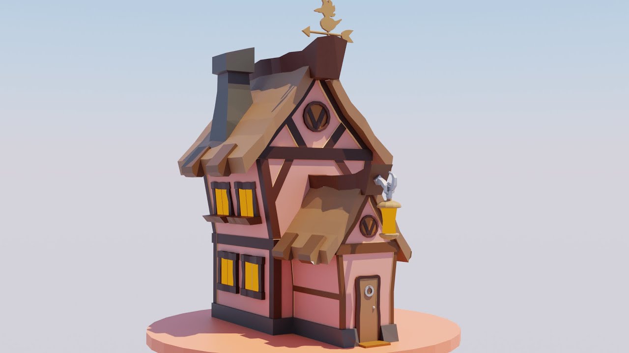 Casa de fantas&iacute;a estilizada lista para el juego Low-Poly Modelo 3D