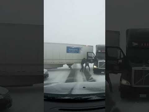 Semi Jackknifes in Whiteout, Smashes Cars on I 90 — Dashcam Horror #automobile #roadrage #semitruck