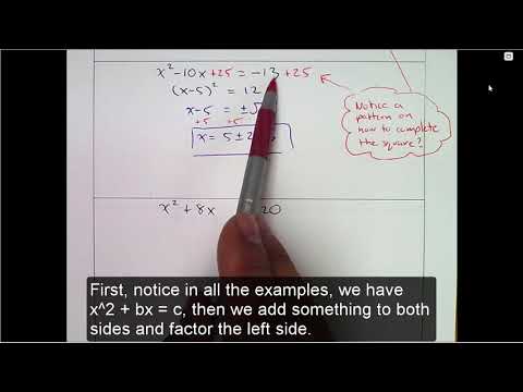 Math203Packet18Part1VideoSquareRootPropertyANDCompleting the Square