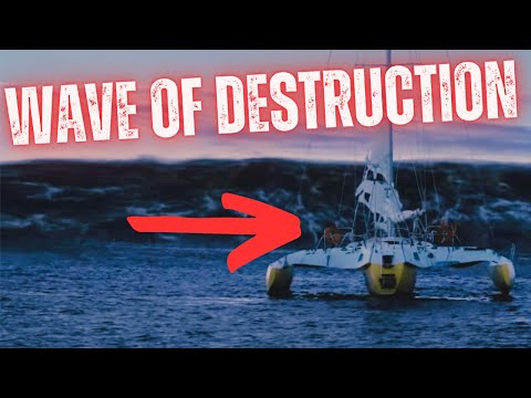 Catastrophic Rogue Wave | Crew Fight for Survival in Capsized Trimaran Boat
