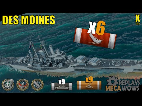 Des Moines 6 Kills & 170k Damage | World of Warships Gameplay