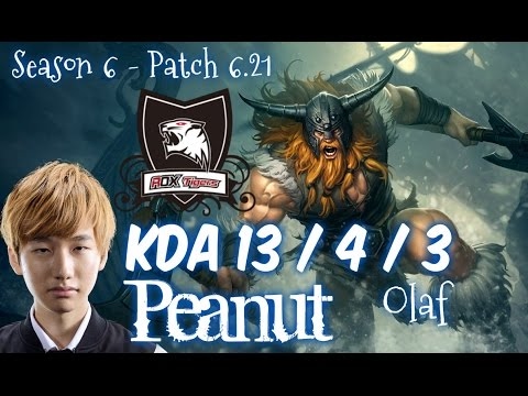 ROX Peanut OLAF vs KHA'ZIX Jungle - Patch 6.21 KR Ranked
