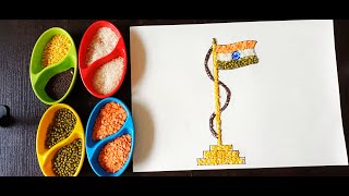 How to make a flag using pulses | craft by dal | pulses craft | grains craft | seeds craft project