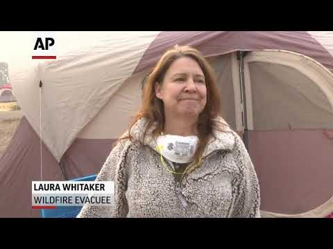 Wildfire evacuees are setting up camp next to a Walmart parking lot where victims can pick up donated clothes, hot food and supplies in Chico, Calif. About 7,700 homes were destroyed when flames hit Paradise on Nov. 8. (Nov. 14)