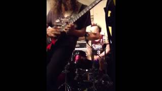 Evile performing 'Killer from the Deep' at Crash Records 20/04/13