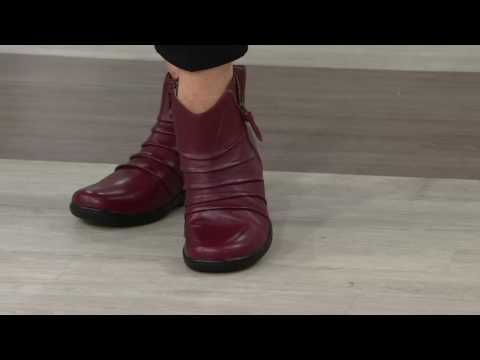 Clarks Ruched Leather Side Zipper Ankle Boots - Kearns Blush on QVC