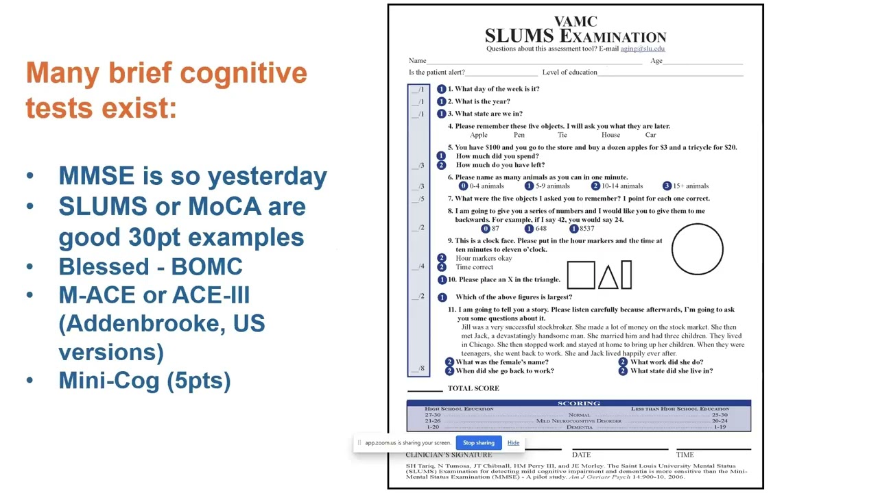 Using Cognitive Assessment Tools in Primary Care
