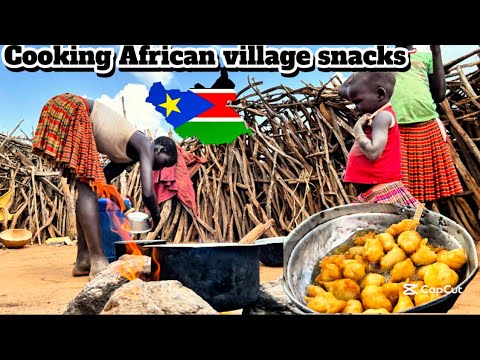 African Village Life #cooking Authentic South Sudanese Snack Zalabia #village #shortsfeed #africa