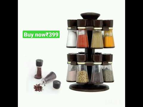 Glass plastic 16 pcs spice rack, for store anything