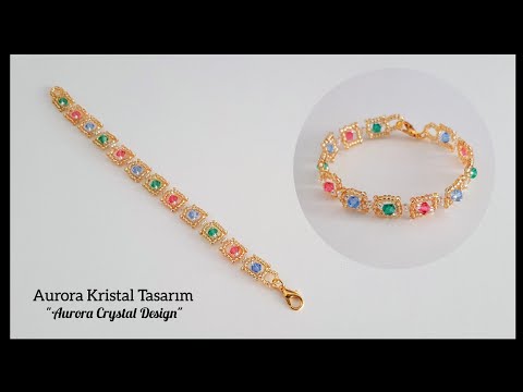 Beads bracelet beading tutorial. Crystal baguette bangle making. Crystal, seed beaded bracelets.