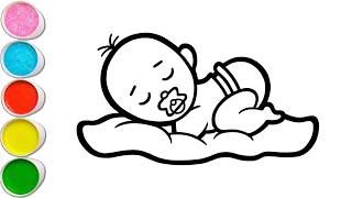How to Draw a Sleeping Baby | Cute and Easy Baby Drawing for Kids 👶💤