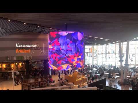 LAGOH Shopping mall atrium cylindrical hollow hoisting clear LED display