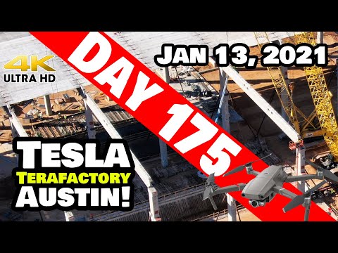 Tesla Gigafactory Austin 4K  Day 175 - 1/13/21 - Terafactory Texas - GIGA TEXAS PROGRESS (1:45pm)