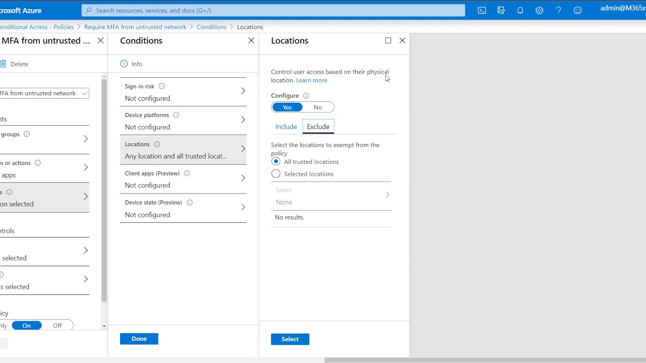 MFA from untrusted network Conditional Access Demo