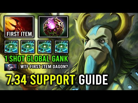 How to Play NP as a Hard Support in 7.34 with First Item Dagon Global TP 1 Shot Gank Dota 2