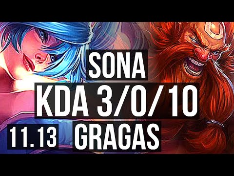 SONA & Ezreal vs GRAGAS & Vayne (SUPPORT) | 3/0/10, 1.8M mastery, 400+ games | KR Diamond | v11.13