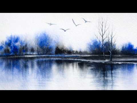 Calming Blue Watercolor Landscape Painting | Relaxing Nature Art Tutorial