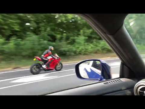 Ducati V4R R on board 2018 Nissan GTR y pipe fast acceleration with Akrapovic Pipe big sound